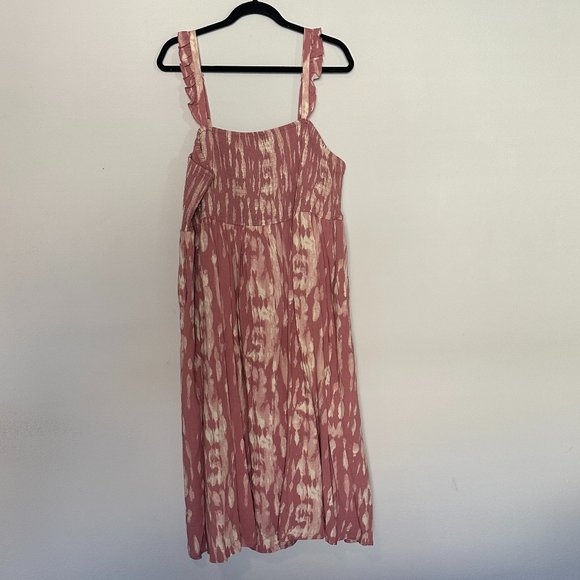 Torrid Ruffle Strap Midi Dress - Challis Tie-Dye Rose - Picture 1 of 8
